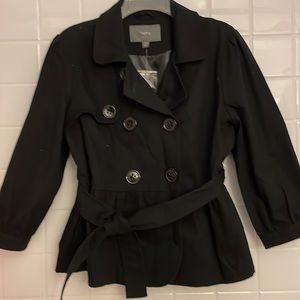 Apt.9 jacket size L. Color black, double breasted, fully lined. 3/4 sleeves